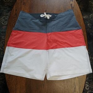 H&M Stripe Flat Front Tie Colorblock Board Shorts Swimming Shorts Size Men's XL